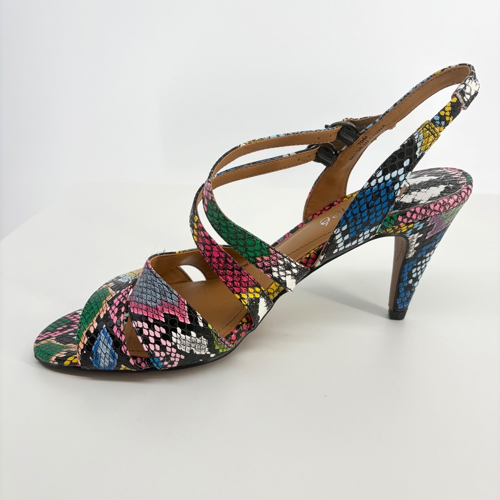 J.Renee Uliana Sandals Women 10M Multicolor Snakeskin Strappy Slingback Heels